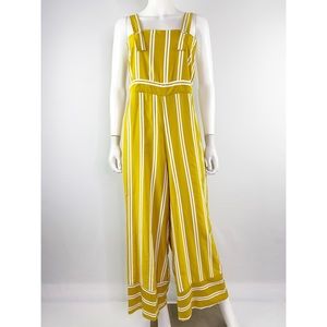 SANCIA Mustard Yellow Striped DOMINIQUE Wide Leg Jumpsuit Size S Summer Casual